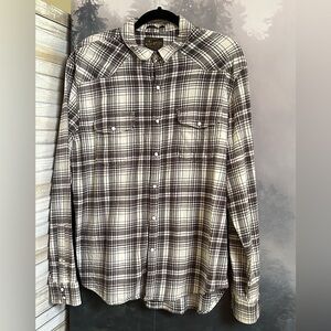 Lucky brand Plaid Men's Shirt in Brown and White XL